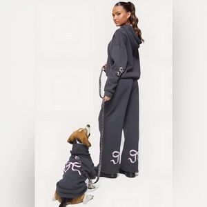 NEW Two Piece Outfits Bow Graphic Print Hoodie & Sweatpants Set